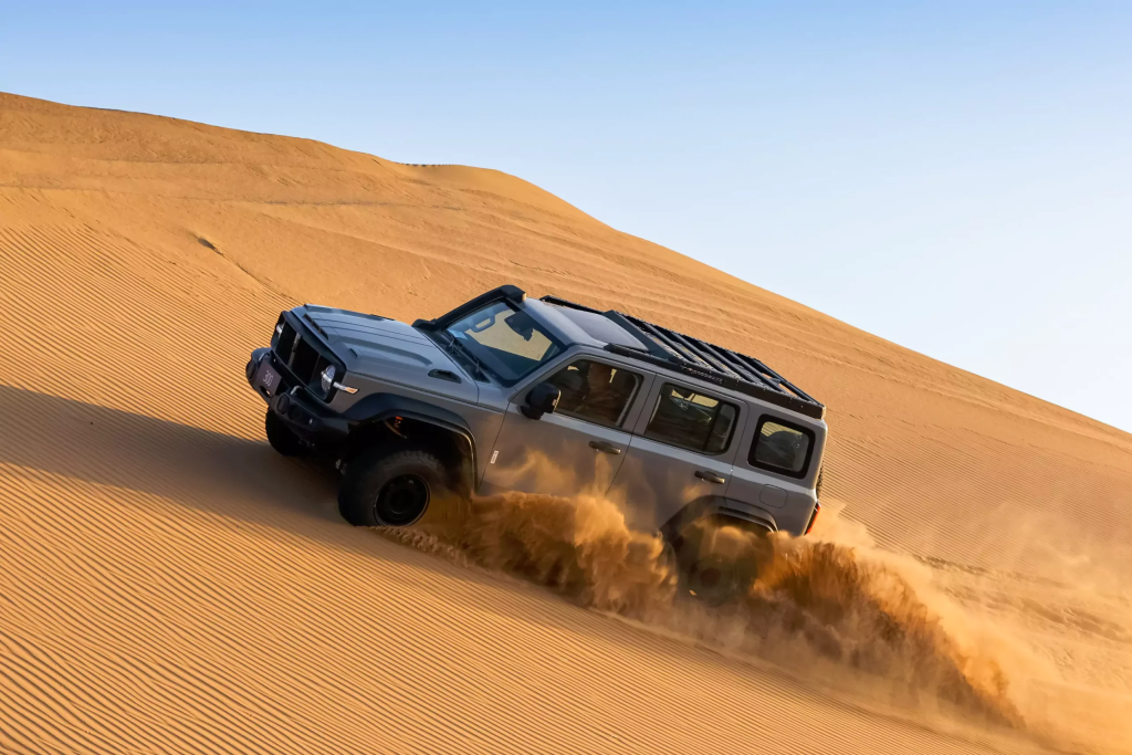 Car driving in the dessert